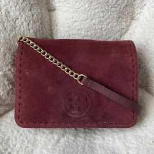 Tory Burch Burgundy Suede Crossbody Bag